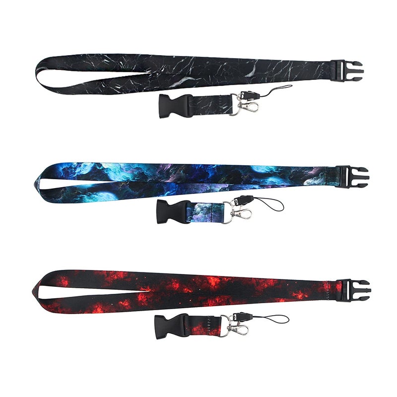 DMLSKY Lanyards for Keys ID Badges Men Women  3 Pcs Cool Galaxy Neck Lanyards Keychain Black Red Purple - Image 4